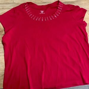 This is a red dress barn shirt in the size 2x